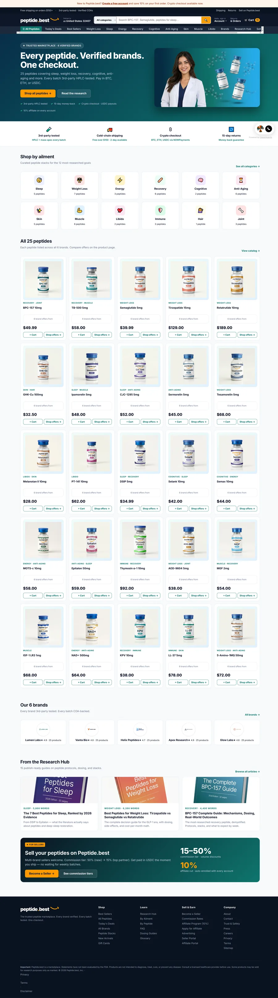 Peptide.best — site preview